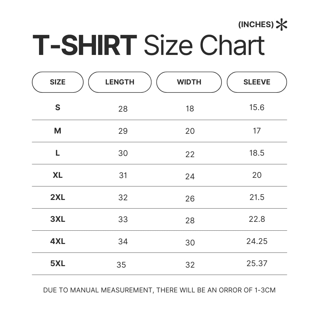 T shirt Size Chart - Blackpink UK Store
