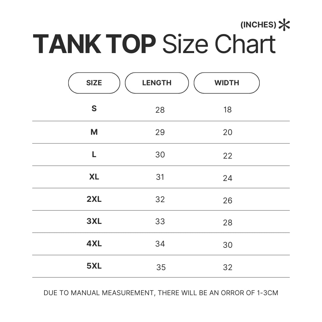 Tank Top Size Chart - Blackpink UK Store